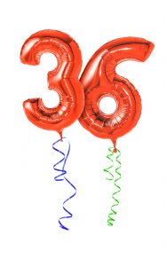 Red balloons with ribbon - Number 36
