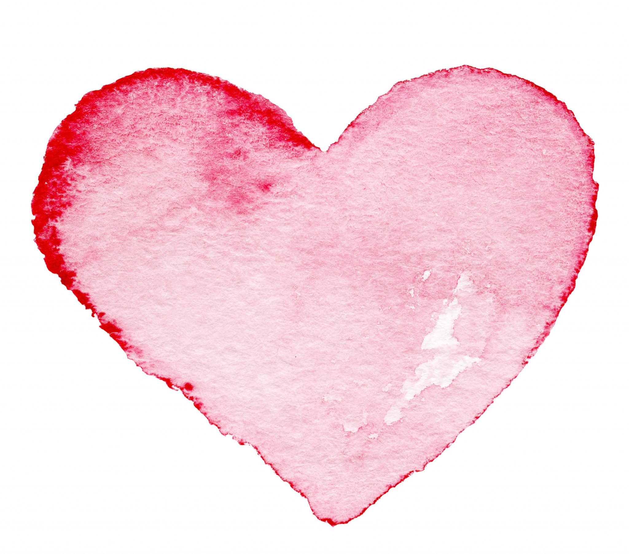 Watercolor Painted Red Heart Symbol For Your Design. Heart Shap