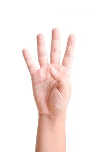 Hand With Four Fingers Up Isolated On White
